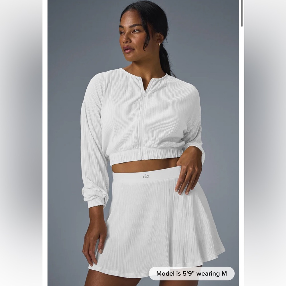 ALO Plisse Jacket and Skirt Set